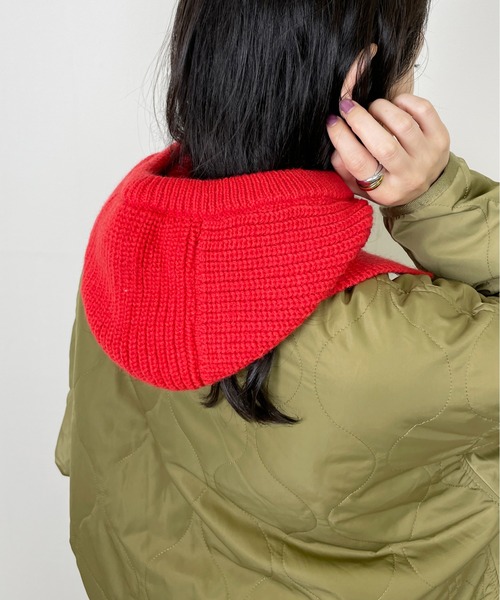Meli rich（メリーリッチ）の「スナップボタンバラクラバ/ネックウォーマー（ニットキャップ/ビーニー・レディース・ベージュ/グレー/レッド/イエロー/ブルー/アイボリー・FREE）」の9枚目の写真