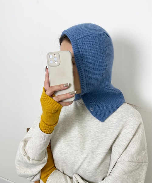 Meli rich（メリーリッチ）の「スナップボタンバラクラバ/ネックウォーマー（ニットキャップ/ビーニー・レディース・ベージュ/グレー/レッド/イエロー/ブルー/アイボリー・FREE）」の15枚目の写真
