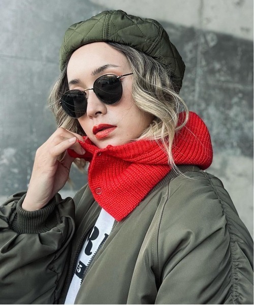 Meli rich（メリーリッチ）の「スナップボタンバラクラバ/ネックウォーマー（ニットキャップ/ビーニー・レディース・ベージュ/グレー/レッド/イエロー/ブルー/アイボリー・FREE）」の18枚目の写真