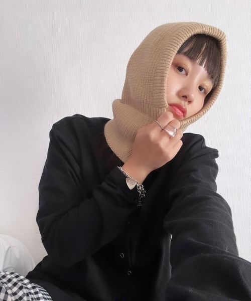 Meli rich（メリーリッチ）の「スナップボタンバラクラバ/ネックウォーマー（ニットキャップ/ビーニー・レディース・ベージュ/グレー/レッド/イエロー/ブルー/アイボリー・FREE）」の20枚目の写真