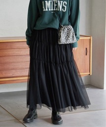 SLOBE IENA | チュールシャーリングギャザースカート【ウエストゴム/手洗い可能】(スカート)