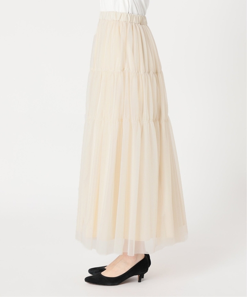 SLOBE IENA(スローブイエナ)の「《追加》チュールシャーリングギャザースカート(スカート・レディース・ブラック/アイボリー・FREE)」の19枚目の写真