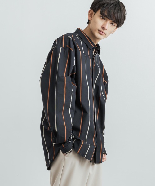Rocky Monroe(ロッキーモンロー)の「日本製 オーバーサイズ バルーンシルエットストライププリントシャツ(シャツ/ブラウス・メンズ・グレー/ブラック/ブラウン・M/L)」の8枚目の写真