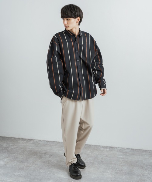 Rocky Monroe(ロッキーモンロー)の「日本製 オーバーサイズ バルーンシルエットストライププリントシャツ(シャツ/ブラウス・メンズ・グレー/ブラック/ブラウン・M/L)」の15枚目の写真