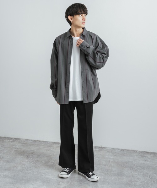 Rocky Monroe(ロッキーモンロー)の「日本製 オーバーサイズ バルーンシルエットストライププリントシャツ(シャツ/ブラウス・メンズ・グレー/ブラック/ブラウン・M/L)」の19枚目の写真