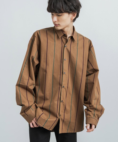 Rocky Monroe(ロッキーモンロー)の「日本製 オーバーサイズ バルーンシルエットストライププリントシャツ(シャツ/ブラウス・メンズ・グレー/ブラック/ブラウン・M/L)」の5枚目の写真
