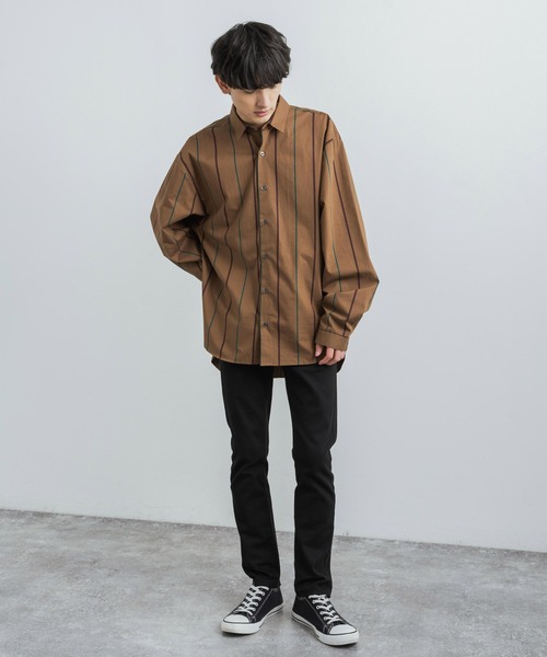 Rocky Monroe(ロッキーモンロー)の「日本製 オーバーサイズ バルーンシルエットストライププリントシャツ(シャツ/ブラウス・メンズ・グレー/ブラック/ブラウン・M/L)」の16枚目の写真