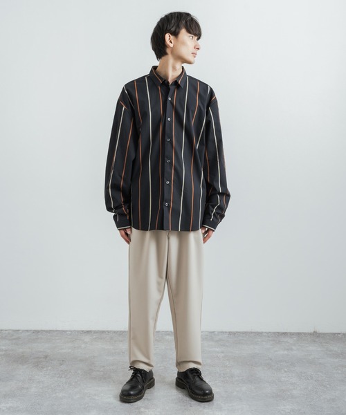 Rocky Monroe(ロッキーモンロー)の「日本製 オーバーサイズ バルーンシルエットストライププリントシャツ(シャツ/ブラウス・メンズ・グレー/ブラック/ブラウン・M/L)」の7枚目の写真