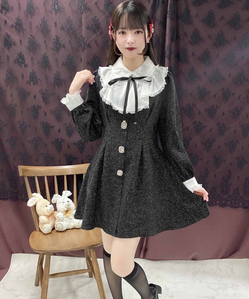 ROJITA(ロジータ)の「ヨークフリルツイードワンピース(ワンピース・レディース・ブラック/アイボリー/グレー・FREE)」の18枚目の写真