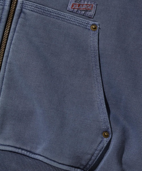 XLARGE(エクストララージ)の「PIGMENT DYED ZIP UP HOODED SWEAT(パーカー・メンズ・グリーン/ネイビー/ブラック・S/XL/L/M)」の7枚目の写真