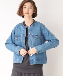 ◆マルチに着回し!ノーカラーデニムジャケット