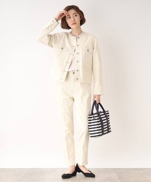 grove（グローブ）の「◆マルチに着回し!ノーカラーデニムジャケット（デニムジャケット・レディース・ネイビー/アイボリー/ブルー・02/03/01/05/04）」の11枚目の写真