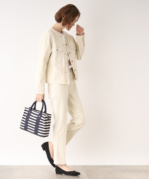 grove（グローブ）の「◆マルチに着回し!ノーカラーデニムジャケット（デニムジャケット・レディース・ネイビー/アイボリー/ブルー・02/03/01/05/04）」の12枚目の写真