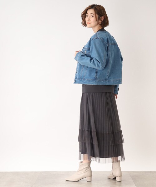 grove（グローブ）の「◆マルチに着回し!ノーカラーデニムジャケット（デニムジャケット・レディース・ネイビー/アイボリー/ブルー・02/03/01/05/04）」の17枚目の写真