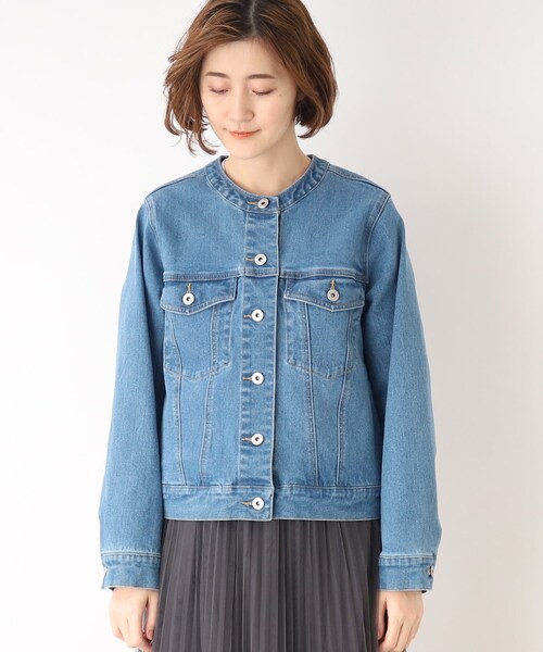 grove（グローブ）の「◆マルチに着回し!ノーカラーデニムジャケット（デニムジャケット・レディース・ネイビー/アイボリー/ブルー・02/03/01/05/04）」の21枚目の写真