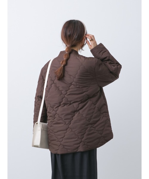 新品タグ付✨ハウスオブロータス チャイナシャツジャケット キュプラ ベージュ M ehka sopo（エヘカソポ）の「チャイナボタンキルトジャケット（その他