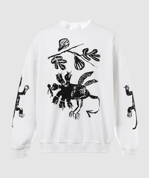SASQUATCHfabrix.（サスクワァッチファブリックス）の「EGYPT PRINT VINTAGE SWEATSHIRT（スウェット・メンズ・ブラック/ホワイト・L/XL）」の2枚目の写真