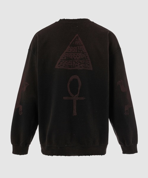 SASQUATCHfabrix.（サスクワァッチファブリックス）の「EGYPT PRINT VINTAGE SWEATSHIRT（スウェット・メンズ・ブラック/ホワイト・L/XL）」の3枚目の写真
