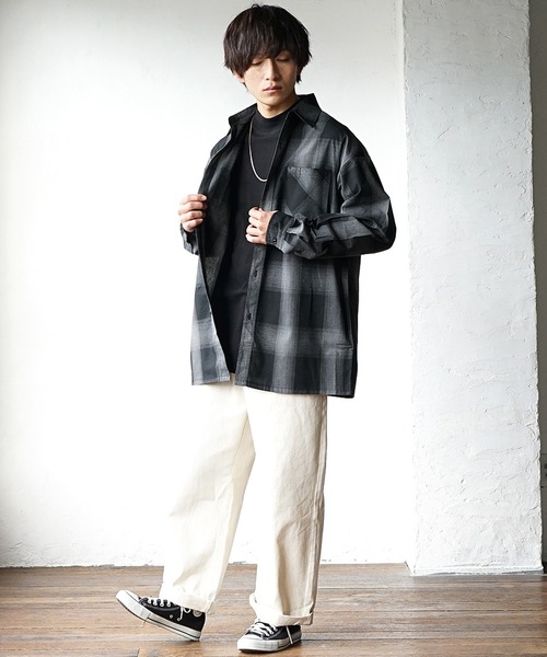 MinoriTY（マイノリティ）の「オンブレーチェック 長袖シャツ レギュラーカラーシャツ（シャツ/ブラウス・メンズ・ブラウン/ブルー/チャコール・L/M）」の7枚目の写真