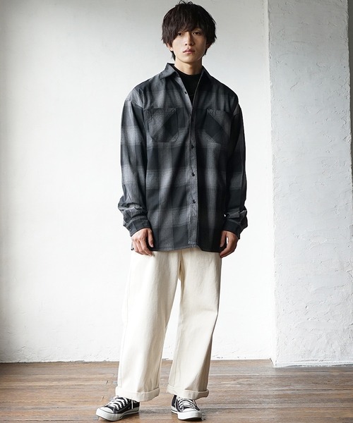 MinoriTY（マイノリティ）の「オンブレーチェック 長袖シャツ レギュラーカラーシャツ（シャツ/ブラウス・メンズ・ブラウン/ブルー/チャコール・L/M）」の8枚目の写真