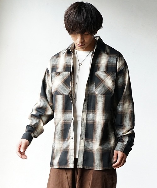 MinoriTY（マイノリティ）の「オンブレーチェック 長袖シャツ レギュラーカラーシャツ（シャツ/ブラウス・メンズ・ブラウン/ブルー/チャコール・L/M）」の10枚目の写真