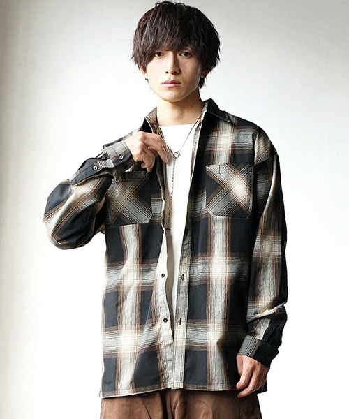 MinoriTY（マイノリティ）の「オンブレーチェック 長袖シャツ レギュラーカラーシャツ（シャツ/ブラウス・メンズ・ブラウン/ブルー/チャコール・L/M）」の11枚目の写真