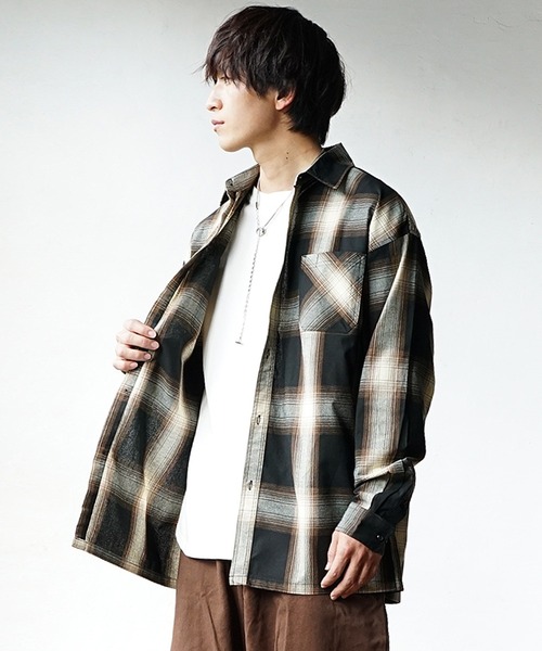 MinoriTY（マイノリティ）の「オンブレーチェック 長袖シャツ レギュラーカラーシャツ（シャツ/ブラウス・メンズ・ブラウン/ブルー/チャコール・L/M）」の12枚目の写真