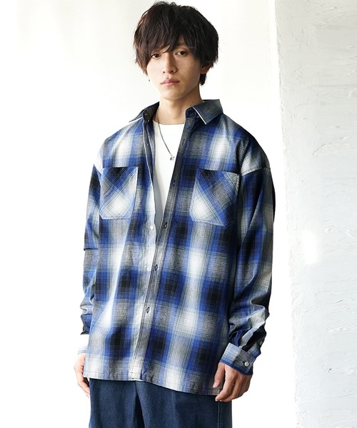 MinoriTY（マイノリティ）の「オンブレーチェック 長袖シャツ レギュラーカラーシャツ（シャツ/ブラウス・メンズ・ブラウン/ブルー/チャコール・L/M）」の14枚目の写真