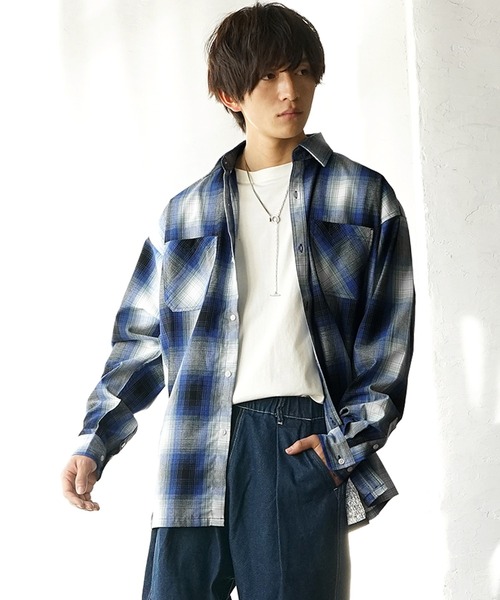 MinoriTY（マイノリティ）の「オンブレーチェック 長袖シャツ レギュラーカラーシャツ（シャツ/ブラウス・メンズ・ブラウン/ブルー/チャコール・L/M）」の15枚目の写真