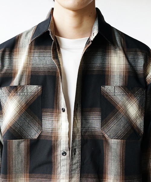 MinoriTY（マイノリティ）の「オンブレーチェック 長袖シャツ レギュラーカラーシャツ（シャツ/ブラウス・メンズ・ブラウン/ブルー/チャコール・L/M）」の20枚目の写真