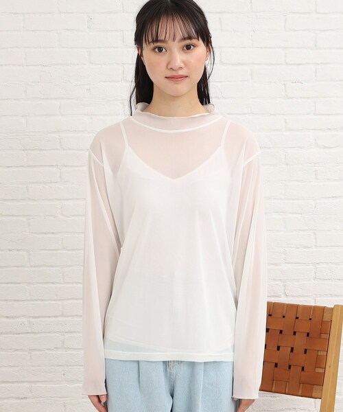 PINK-latte(ピンクラテ)の「◆アソートシアーインナートップス(Tシャツ/カットソー・キッズ・オフホワイト/ブラック系・16/15 )」の3枚目の写真