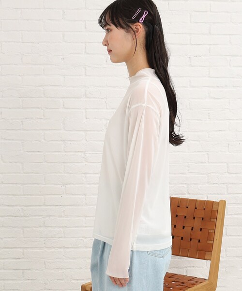 PINK-latte(ピンクラテ)の「◆アソートシアーインナートップス(Tシャツ/カットソー・キッズ・オフホワイト/ブラック系・16/15 )」の4枚目の写真