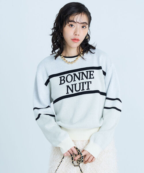 fredy emue(フレディエミュ)の「ジャガードロゴニット プルオーバー(ニット/セーター・レディース・ライトグレー/ネイビー/アイボリー・38)」の9枚目の写真