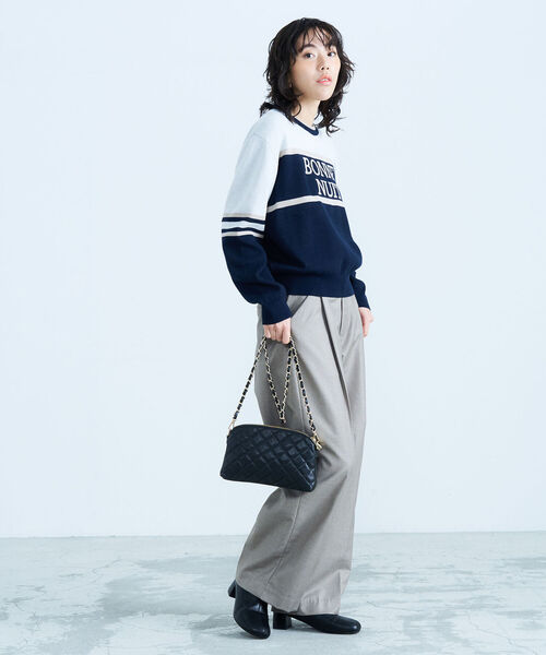 fredy emue(フレディエミュ)の「ジャガードロゴニット プルオーバー(ニット/セーター・レディース・ライトグレー/ネイビー/アイボリー・38)」の11枚目の写真