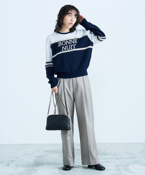 fredy emue(フレディエミュ)の「ジャガードロゴニット プルオーバー(ニット/セーター・レディース・ライトグレー/ネイビー/アイボリー・38)」の12枚目の写真