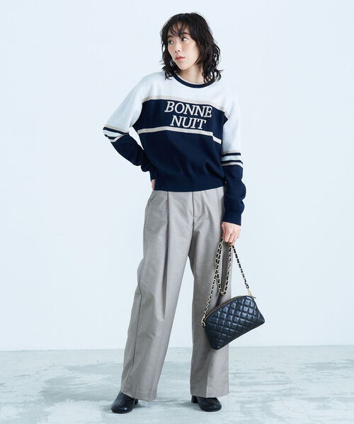 fredy emue(フレディエミュ)の「ジャガードロゴニット プルオーバー(ニット/セーター・レディース・ライトグレー/ネイビー/アイボリー・38)」の13枚目の写真