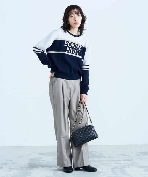 fredy emue(フレディエミュ)の「ジャガードロゴニット プルオーバー(ニット/セーター・レディース・ライトグレー/ネイビー/アイボリー・38)」の14枚目の写真