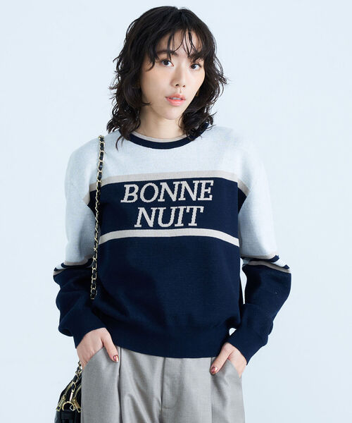 fredy emue(フレディエミュ)の「ジャガードロゴニット プルオーバー(ニット/セーター・レディース・ライトグレー/ネイビー/アイボリー・38)」の16枚目の写真