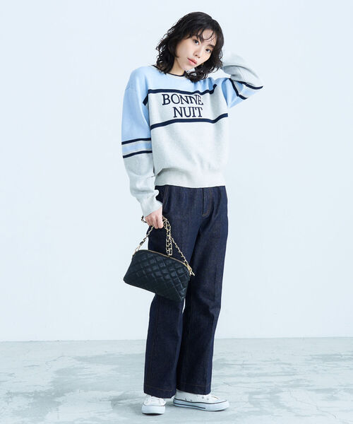 fredy emue(フレディエミュ)の「ジャガードロゴニット プルオーバー(ニット/セーター・レディース・ライトグレー/ネイビー/アイボリー・38)」の19枚目の写真