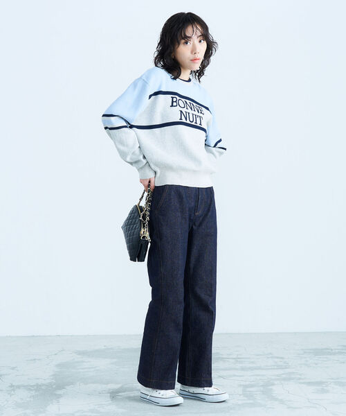 fredy emue(フレディエミュ)の「ジャガードロゴニット プルオーバー(ニット/セーター・レディース・ライトグレー/ネイビー/アイボリー・38)」の20枚目の写真