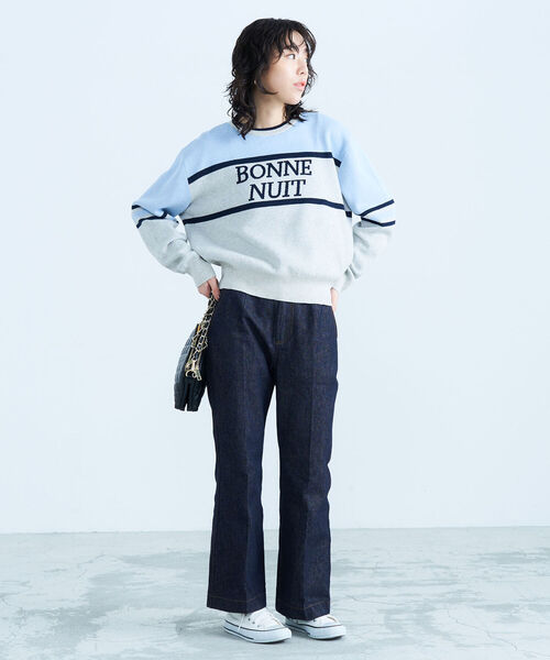 fredy emue(フレディエミュ)の「ジャガードロゴニット プルオーバー(ニット/セーター・レディース・ライトグレー/ネイビー/アイボリー・38)」の21枚目の写真