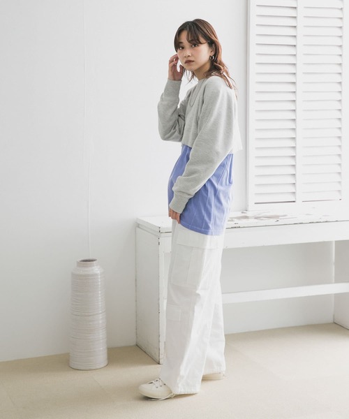 KBF(ケイビーエフ)の「ラグランショートスウェット(スウェット・レディース・ネイビー/グレー/オフホワイト・ONE)」の20枚目の写真