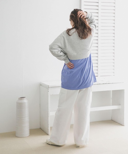 KBF(ケイビーエフ)の「ラグランショートスウェット(スウェット・レディース・ネイビー/グレー/オフホワイト・ONE)」の21枚目の写真