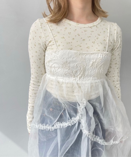 SANSeLF（サンセルフ）の「アシンメトリーチュールキャミソールドレス【SANSeLF】 sanw23s023（ワンピース・レディース・ブラック/ホワイト・FREE）」の5枚目の写真