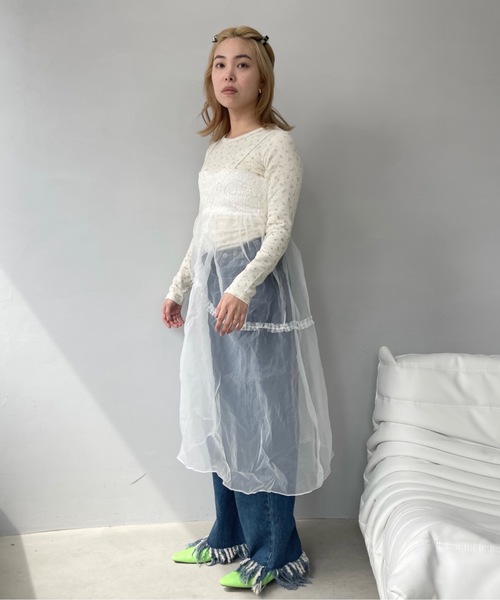 SANSeLF（サンセルフ）の「アシンメトリーチュールキャミソールドレス【SANSeLF】 sanw23s023（ワンピース・レディース・ブラック/ホワイト・FREE）」の16枚目の写真