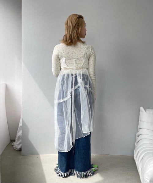 SANSeLF（サンセルフ）の「アシンメトリーチュールキャミソールドレス【SANSeLF】 sanw23s023（ワンピース・レディース・ブラック/ホワイト・FREE）」の9枚目の写真