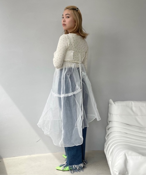 SANSeLF（サンセルフ）の「アシンメトリーチュールキャミソールドレス【SANSeLF】 sanw23s023（ワンピース・レディース・ブラック/ホワイト・FREE）」の14枚目の写真