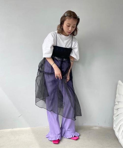 SANSeLF（サンセルフ）の「アシンメトリーチュールキャミソールドレス【SANSeLF】 sanw23s023（ワンピース・レディース・ブラック/ホワイト・FREE）」の11枚目の写真