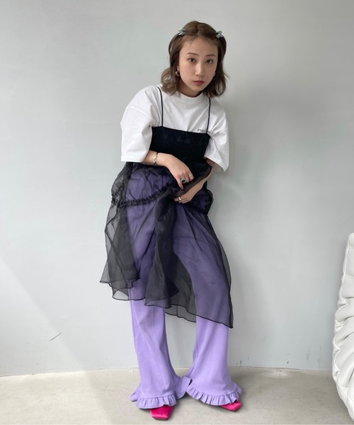 SANSeLF（サンセルフ）の「アシンメトリーチュールキャミソールドレス【SANSeLF】 sanw23s023（ワンピース・レディース・ブラック/ホワイト・FREE）」の6枚目の写真