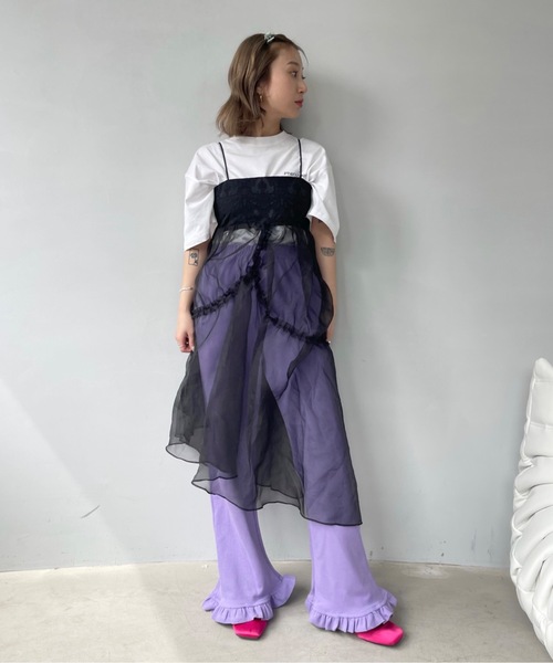 SANSeLF（サンセルフ）の「アシンメトリーチュールキャミソールドレス【SANSeLF】 sanw23s023（ワンピース・レディース・ブラック/ホワイト・FREE）」の13枚目の写真